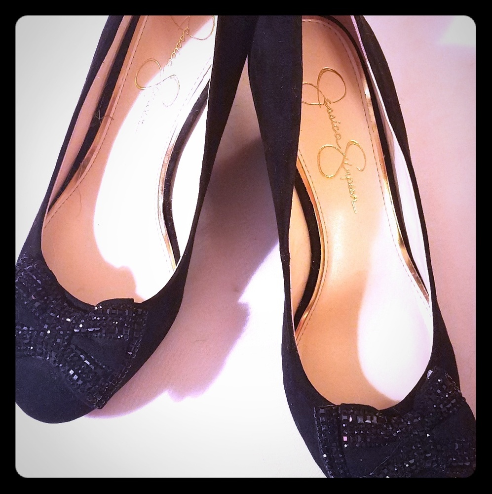Jessica Simpson bow wedges